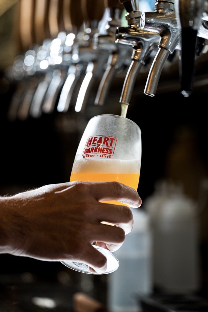 Pouring a craft beer straight from the tap